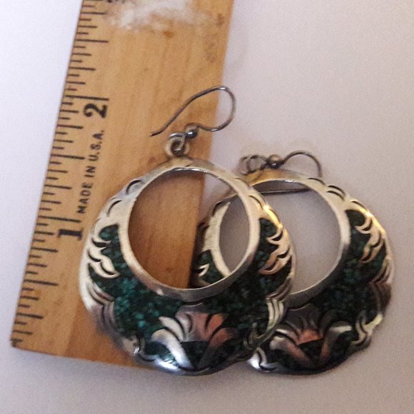Handcrafted Vintage Abalone Earrings - Picture 3 of 5